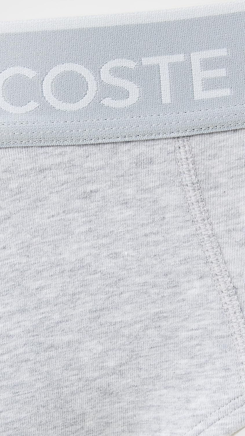 Трусы Lacoste, мужские, хлопковые стрейч комплект из 3 шт., черный/белый/светло-серый — фото 4