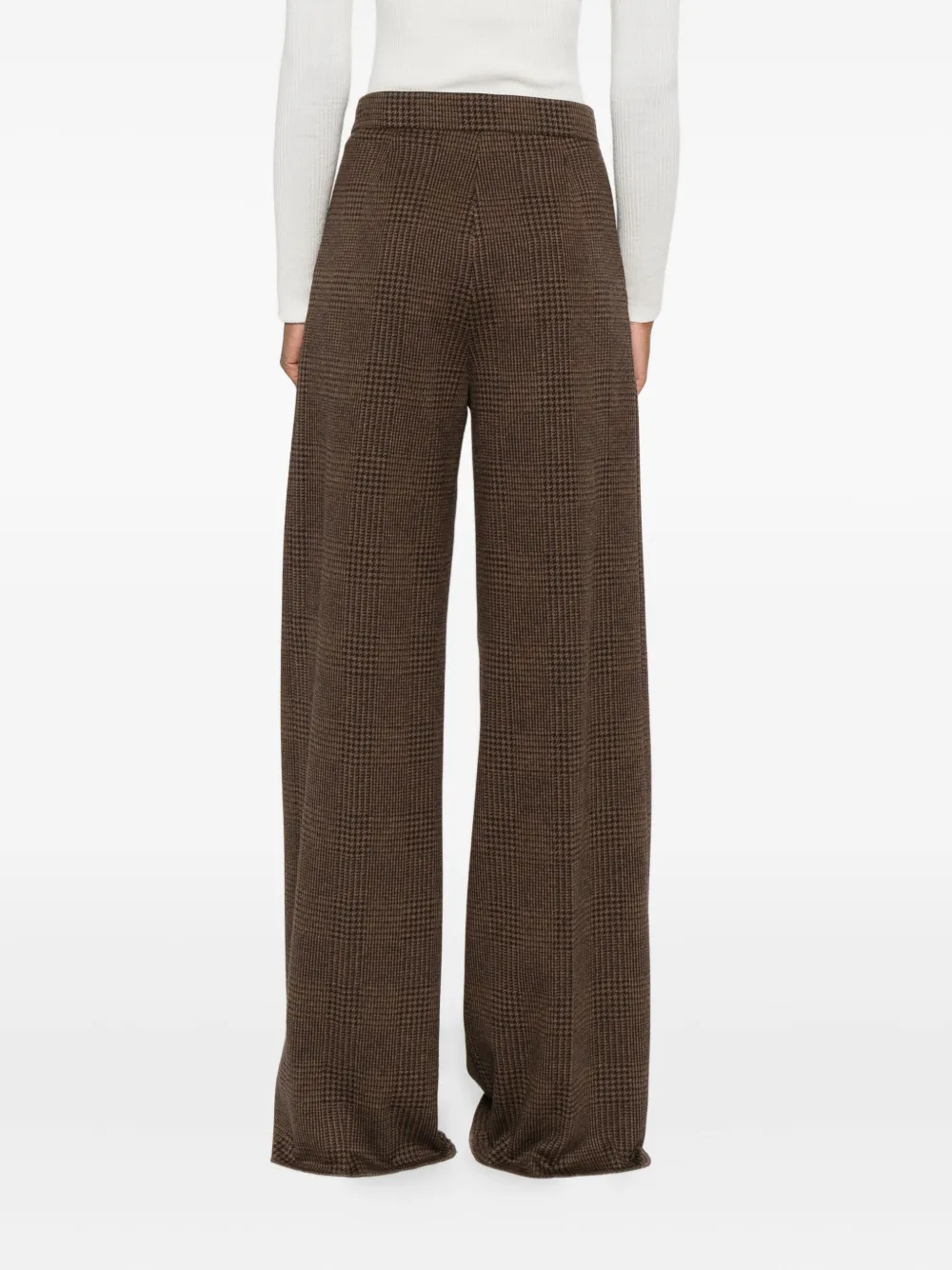 Клетчатые брюки со складками Max Mara, коричневый — фото 4