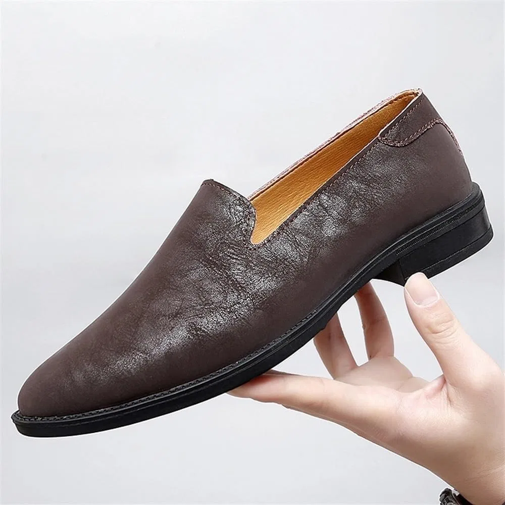 Лоферы кожаные Mens Leather Loafers Moccasins, коричневый DHFIRUFSHLO — фото 2