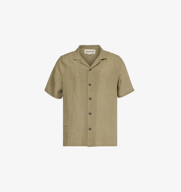 

Льняная рубашка с коротким рукавом и воротником Camp-Collar Marane, хаки
