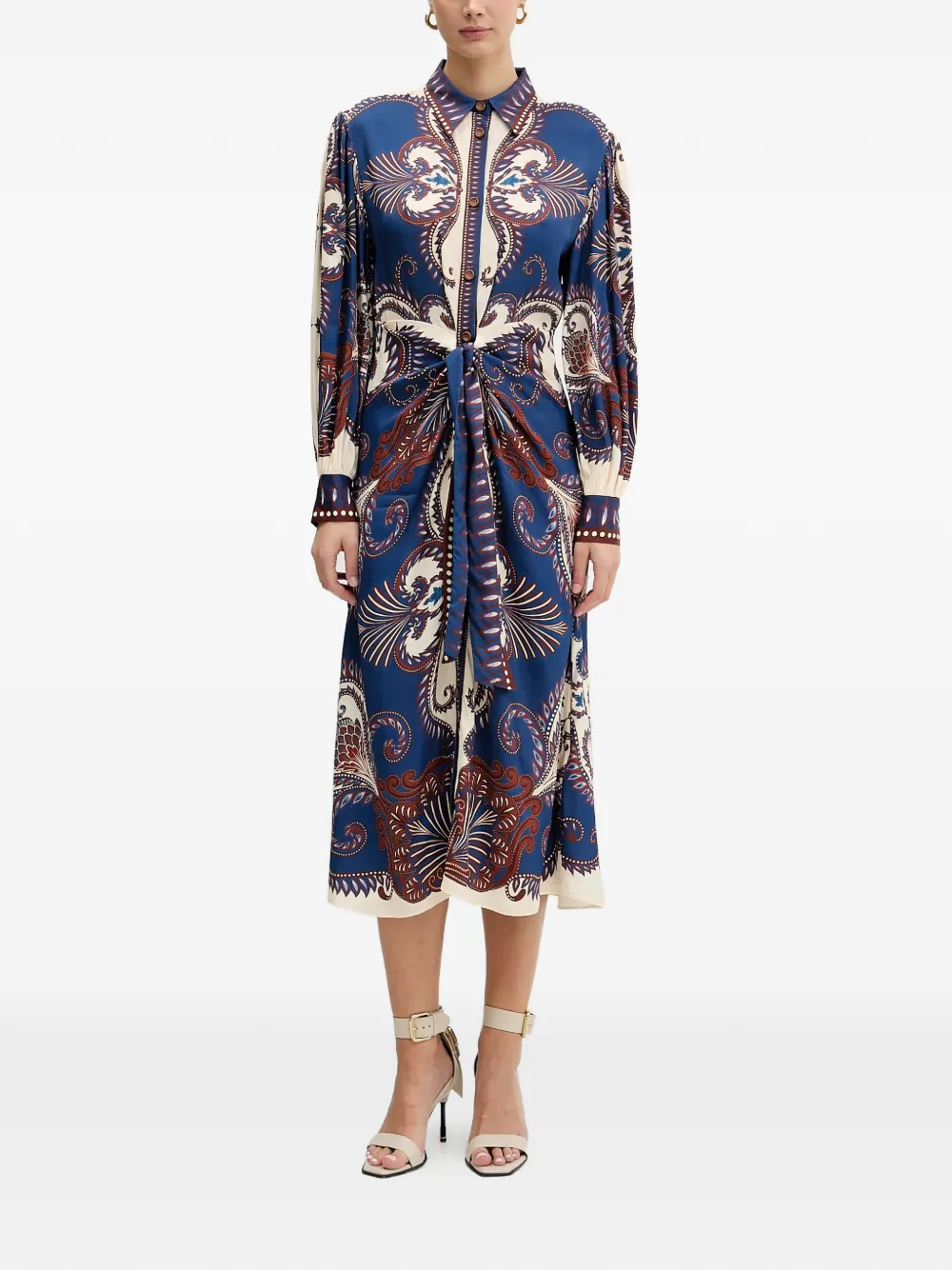 

Платье миди с поясом Farm Rio, синий