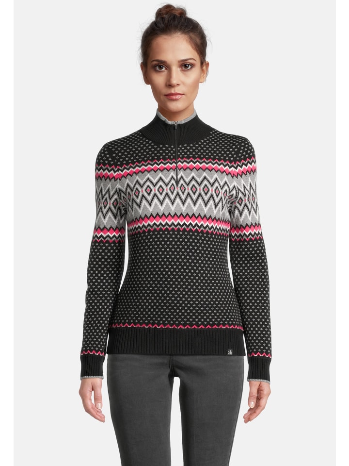 

Krimson Klover Свитер Sunny Zip Neck в черно-розовом цвете