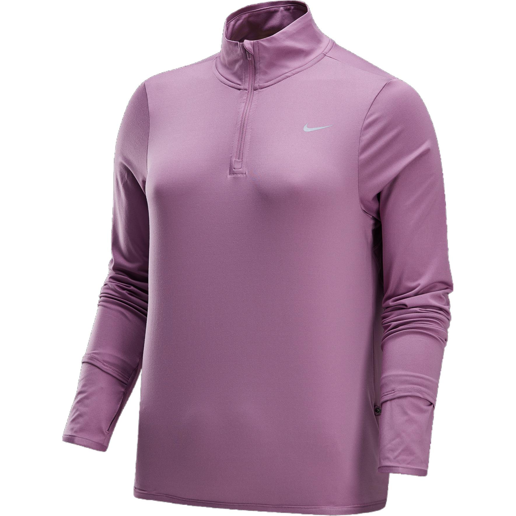 Nike Футболка для бега Dri FIT Swift Element UV женская серо-фиолетовая/reflection silver — фото 3