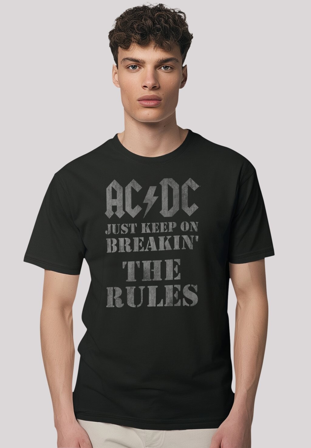 

Футболка с принтом AC/DC JUST KEEP ON BREAKING THE RULES F4NT4STIC, черный