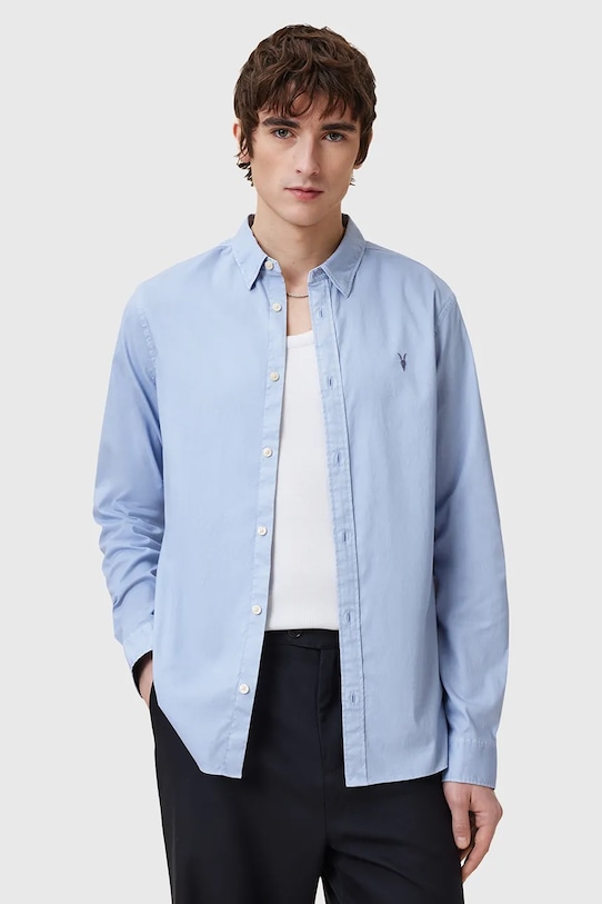 

Хлопковая рубашка HAWTHORNE LS SHIRT Allsaints, синий