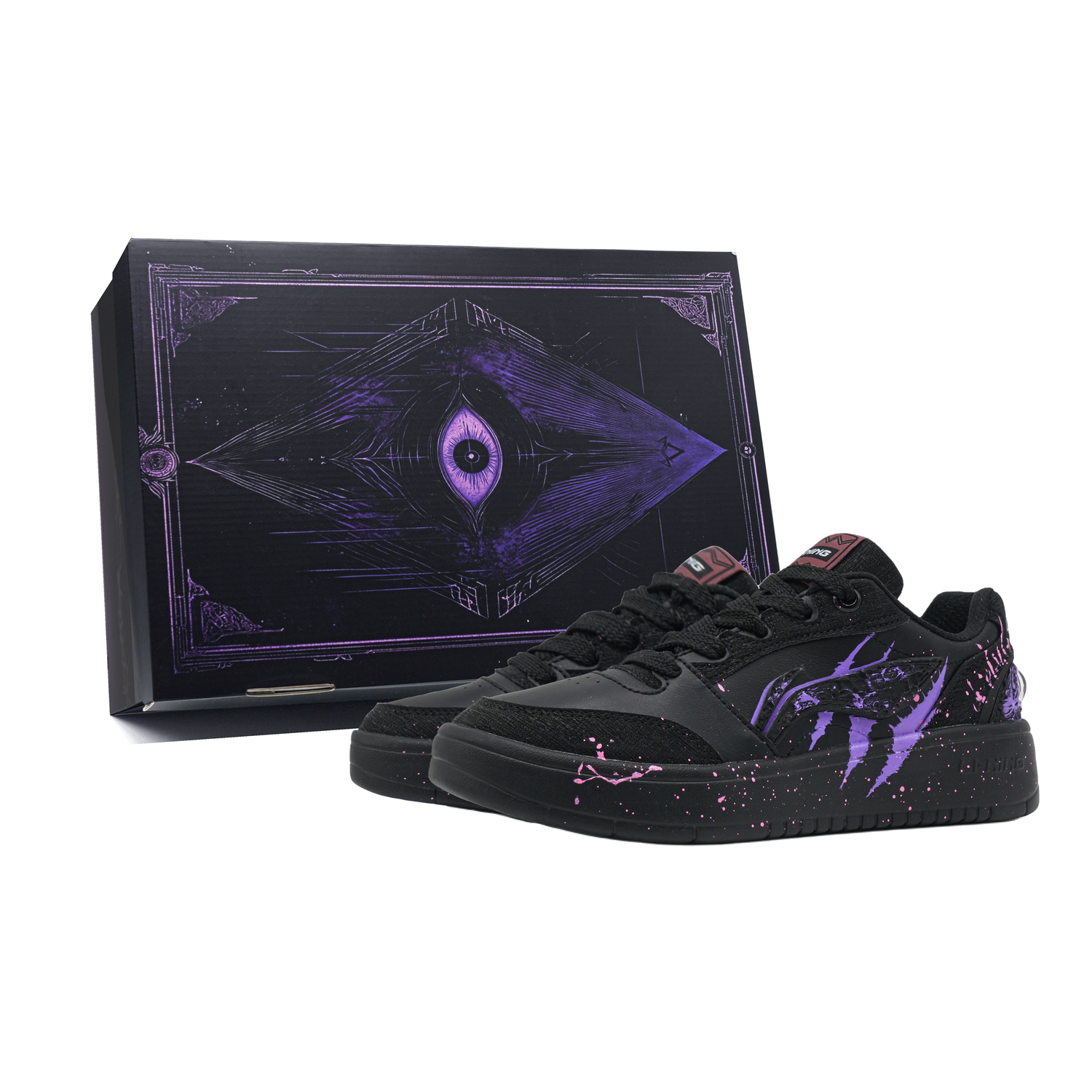 

LINING ЛиНинг Юаньбао V3 Лоу-топ скейтборд обувь мужские черно-фиолетовые - Клятва Тени (в коробке), цвет Oath of Shadow (Box)