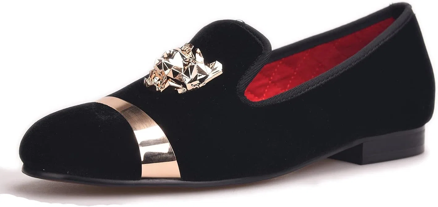 Лоферы бархатные HI&HANN с тигром и золотой пряжкой, Black — фото 2