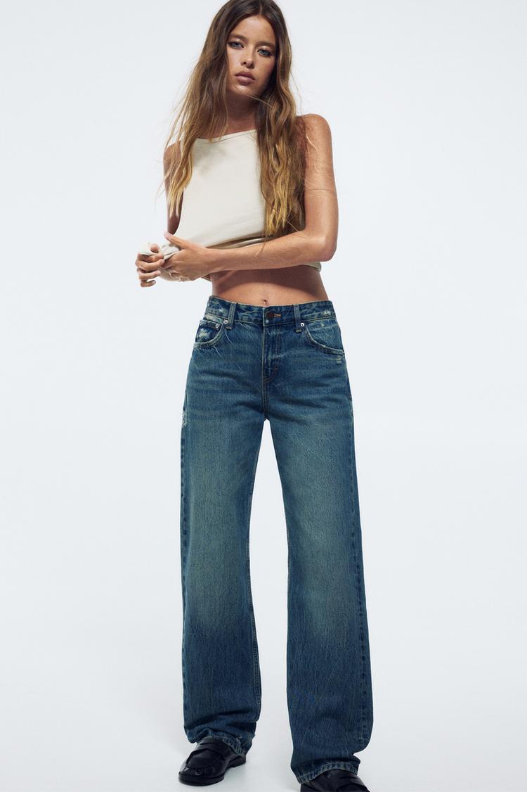 

Джинсы прямого кроя со средней посадкой Pull And Bear, синий