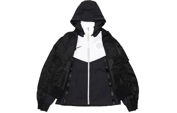 Куртка x sacai double layer contrasting colors sports hooded jacket 'black' Nike, мультиколор — фото 3