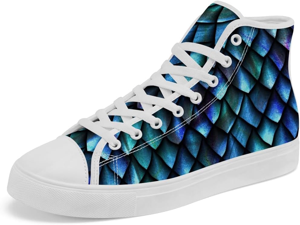 

Кеды на высокой подошве из холста с принтом дракона, высокие сникерсы с шнуровкой, повседневная обувь для женщин и мужчин Chebing, синий