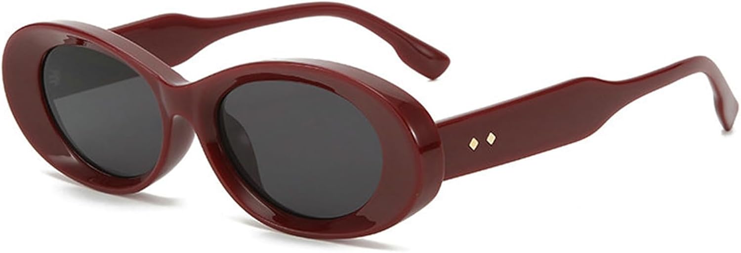 

Willochra Женские модные солнцезащитные очки в маленькой оправе овальной формы с защитой от УФ-излучения UV400, ретро-стиль, заклепки, трендовые мужские солнцезащитные очки для активного отдыха, черные, C7