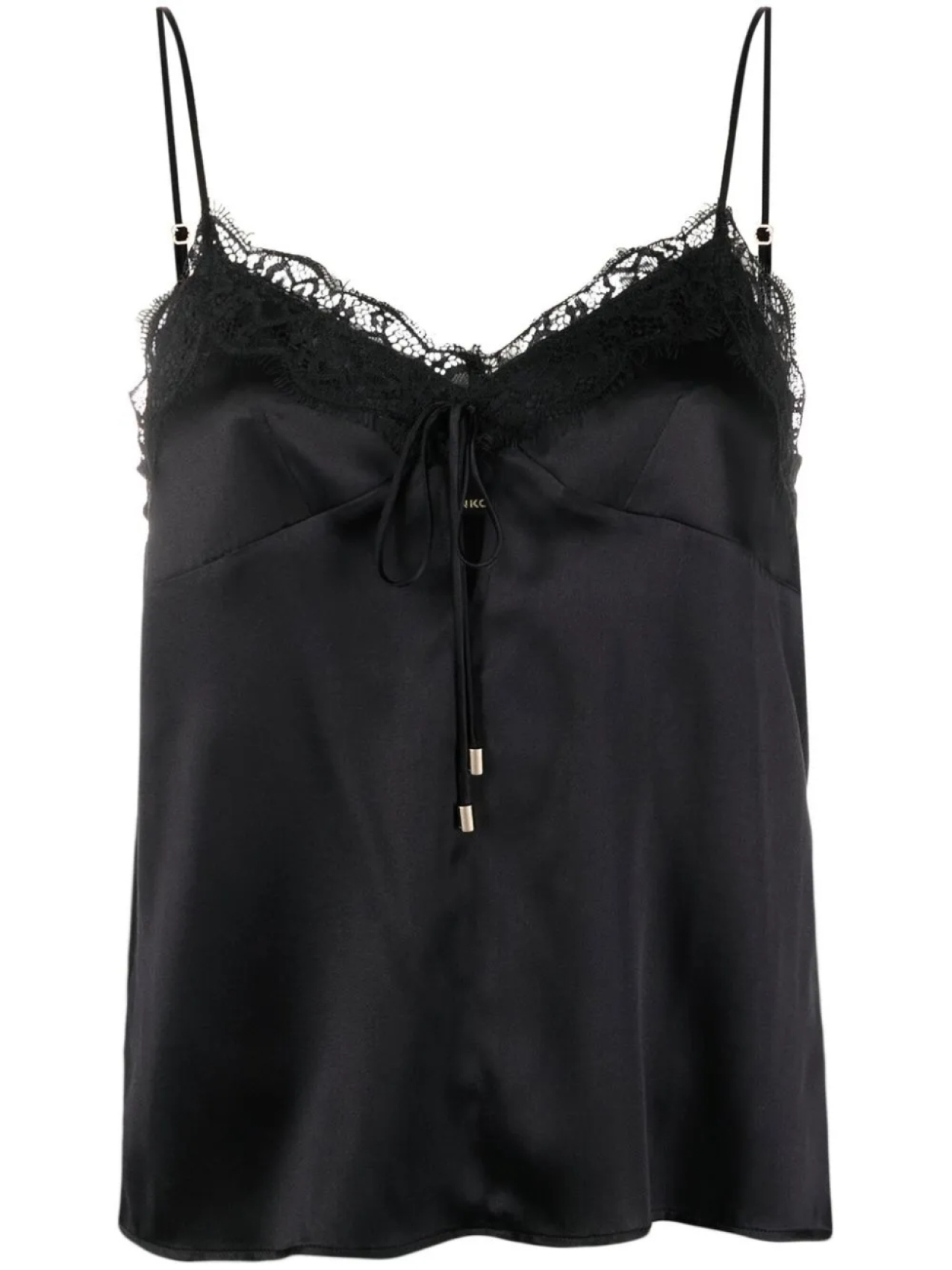 

PINKO топ из смесового шелка с кружевной отделкой, черный