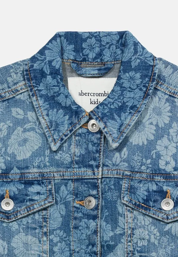Джинсовая куртка оверсайз с цветочным принтом Abercrombie & Fitch, Blue — фото 4