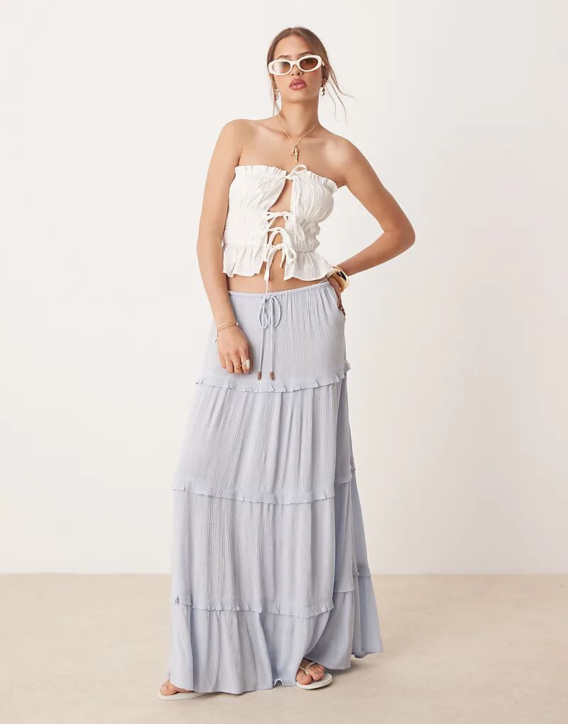 

Юбка макси Miss Selfridge многоярусная светло-голубого цвета