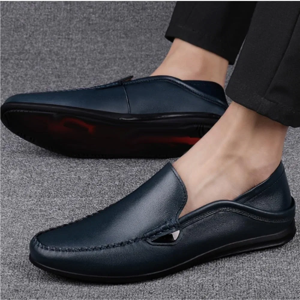 Мокасины кожаные мужские Loafers Simple Casual Shoes, синий DHFIRUFSHLO — фото 2