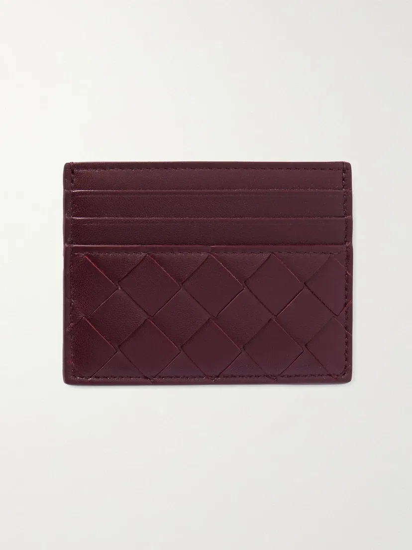 Картхолдер из плетеной кожи Intrecciato BOTTEGA VENETA, золотой — фото 3
