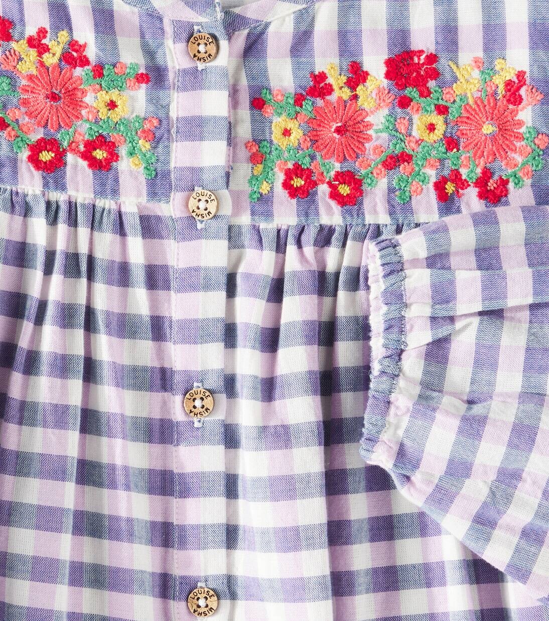 Платье из хлопка в клетку Massilia Louise Misha, цвет blue & purple checks — фото 2
