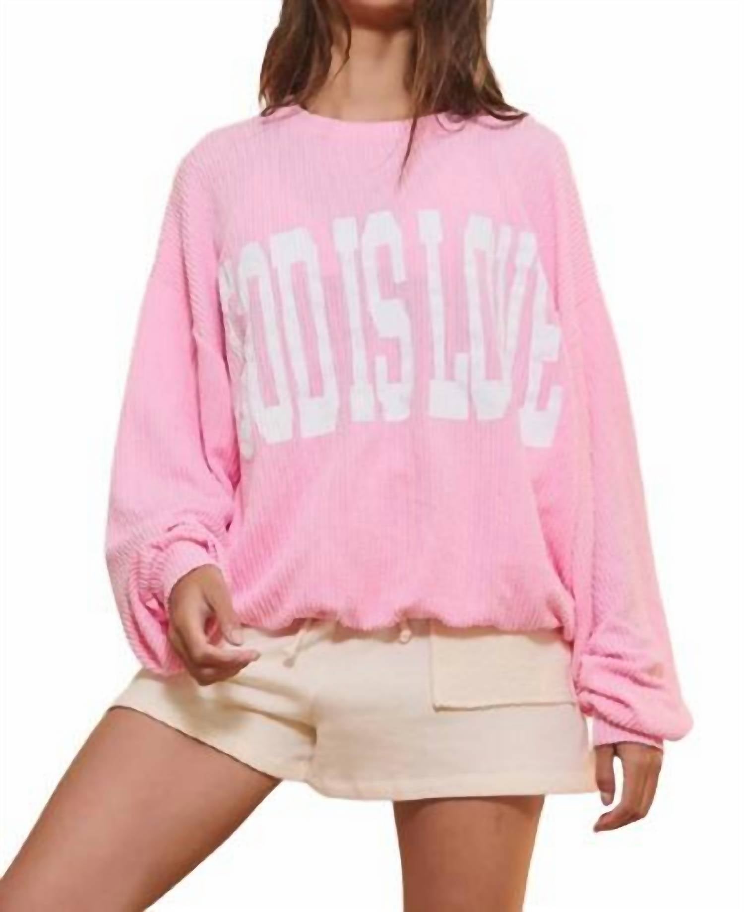 

BUCKETLIST Свитшот оверсайз с принтом в рубчик, розовый