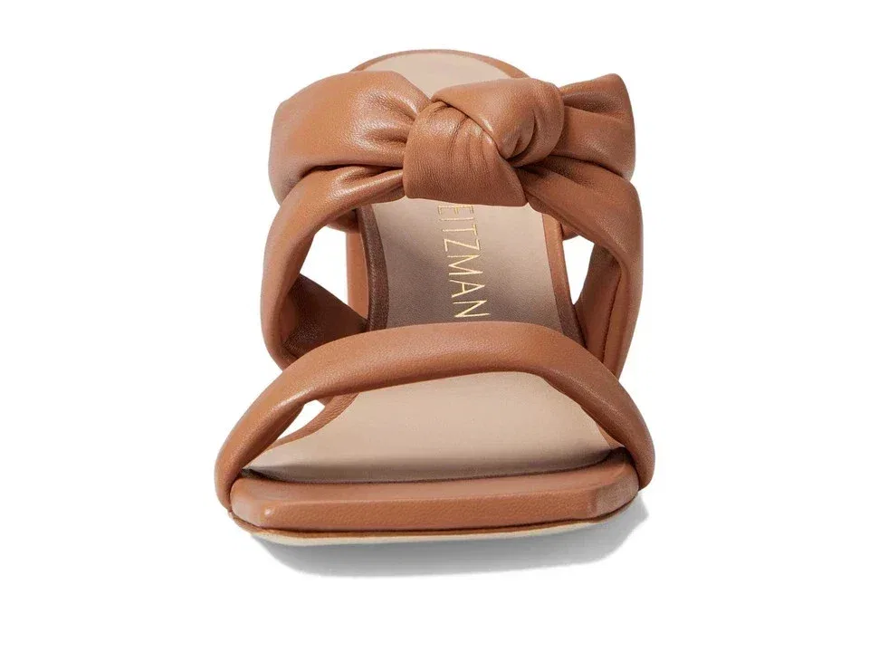 Мужские сандалии Stuart Weitzman Playa 75 Knot Block Slide B, коричневая кожа, HTAT489 — фото 3