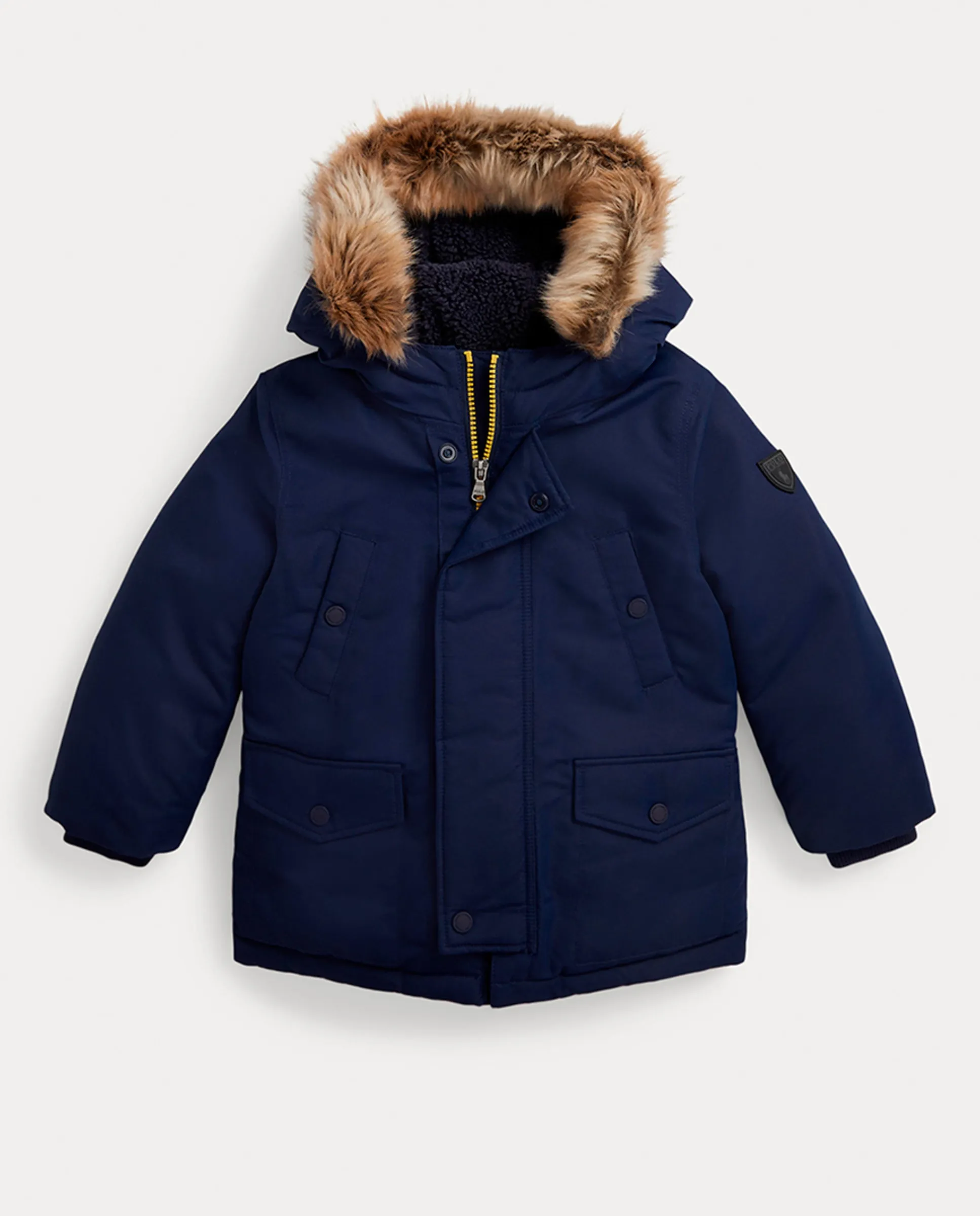 

Детская парка с меховым капюшоном Polo Ralph Lauren, темно-синий