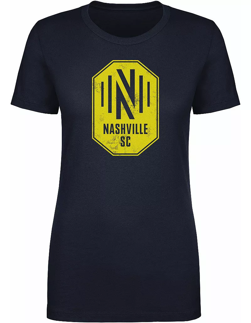 

Темно-синяя женская футболка с логотипом 500 Level Nashville SC Primary