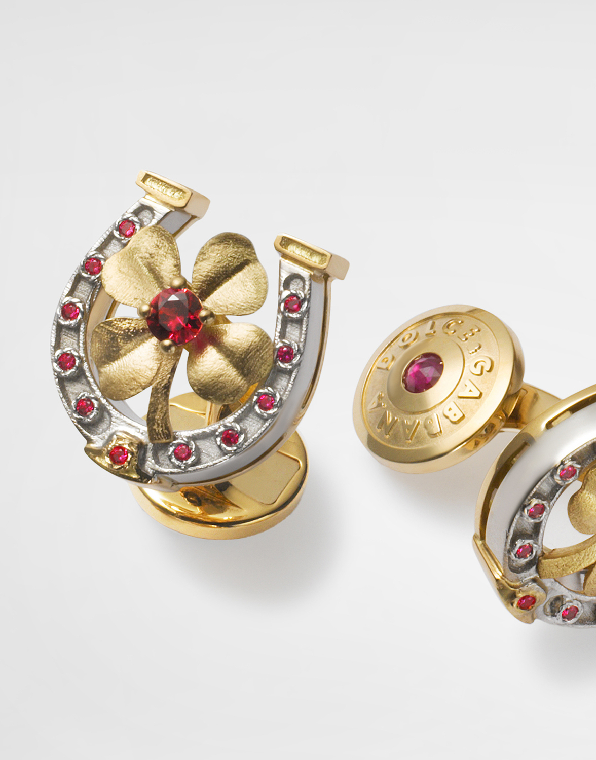 Запонки good luck из 18-каратного желтого золота с рубинами Dolce & Gabbana, золото — фото 2
