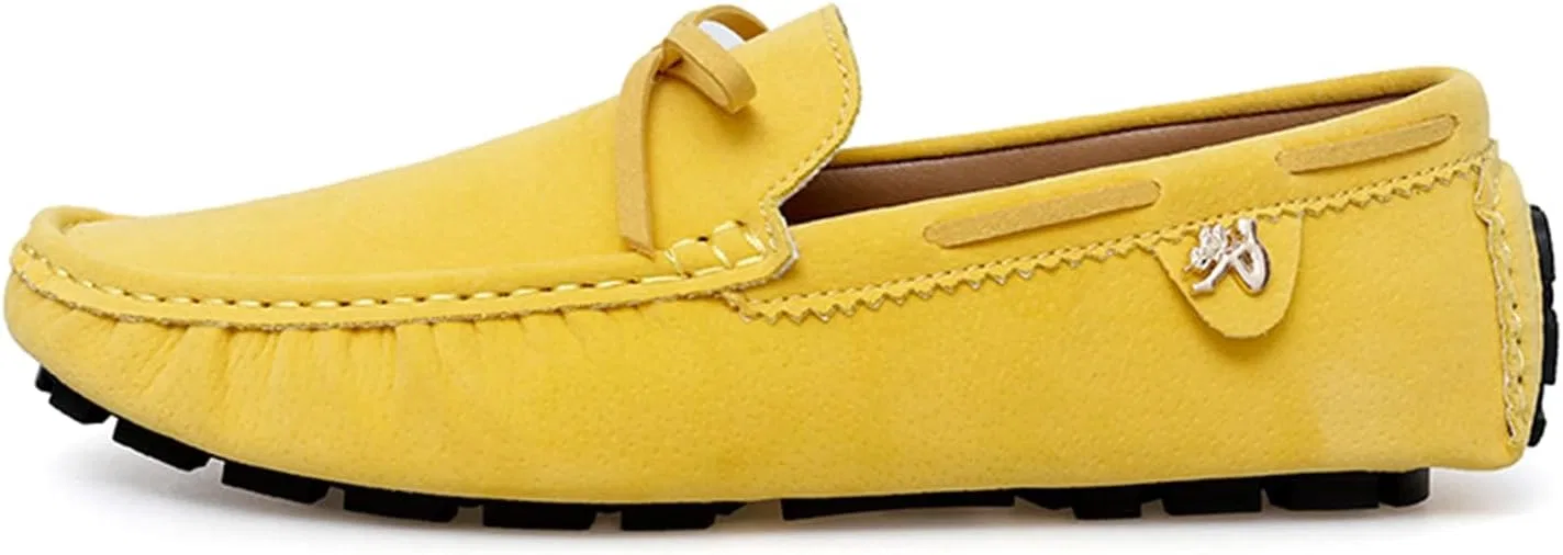 Лоферы замшевые Classic Slip-on Dress Boat Casual Driving Shoes, желтый Dacnakby — фото 4