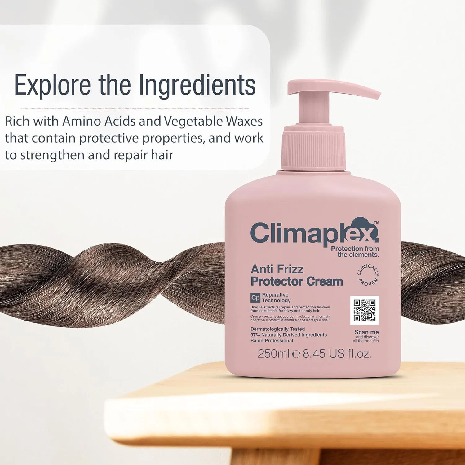 Крем-защита от пушения «Anti Frizz Protector Cream» для непослушных волос от Climaplex, 250 мл Climaplex — фото 3