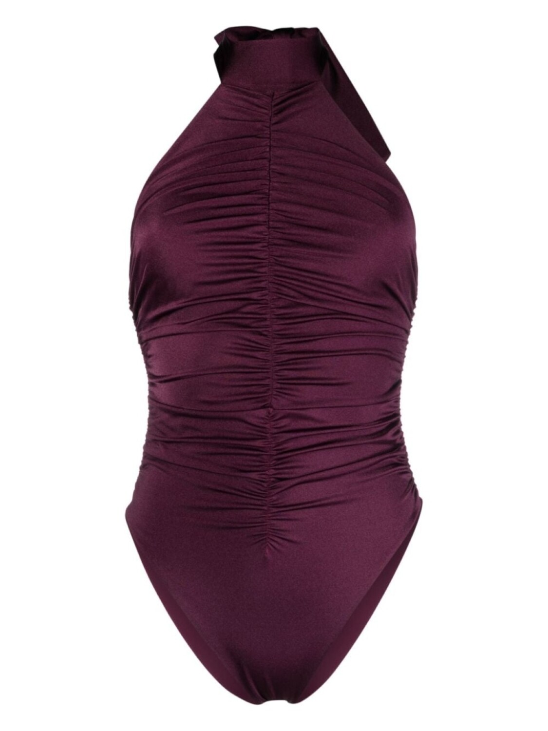 

Noire Swimwear купальник с вырезом халтер и сборками, фиолетовый