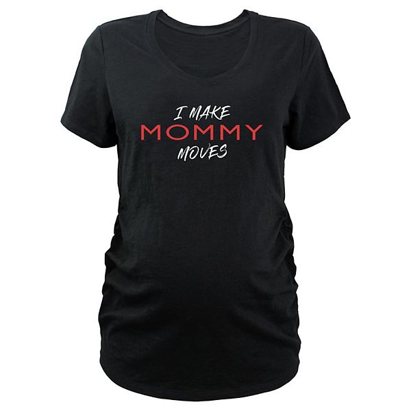 

Футболка с V-образным вырезом и принтом Maternity i make mommy moves Unbranded