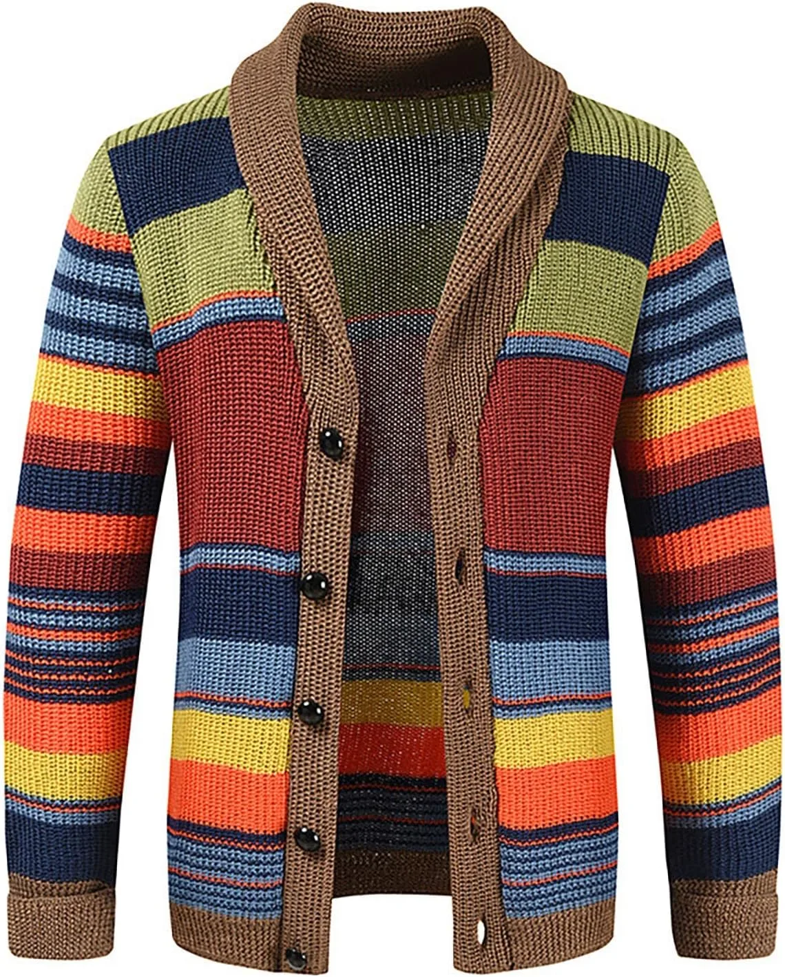 

Mens Sweater Cardigan Casual Long Sleeve Shawl Collar Buttons Down Cable Knit Cardigan Sweater,-5XL RTRDE