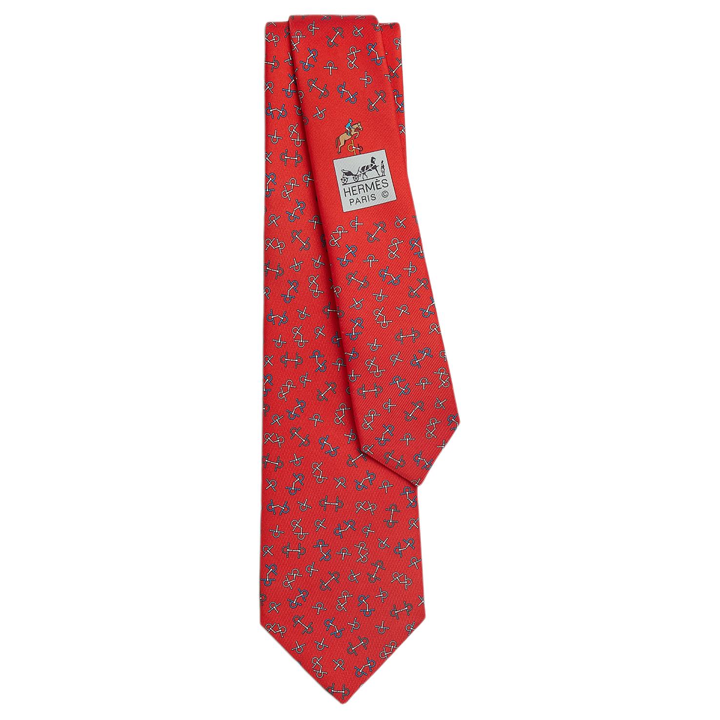 

HERMES Мужской галстук из шелка тутового шелкопряда красный, Red