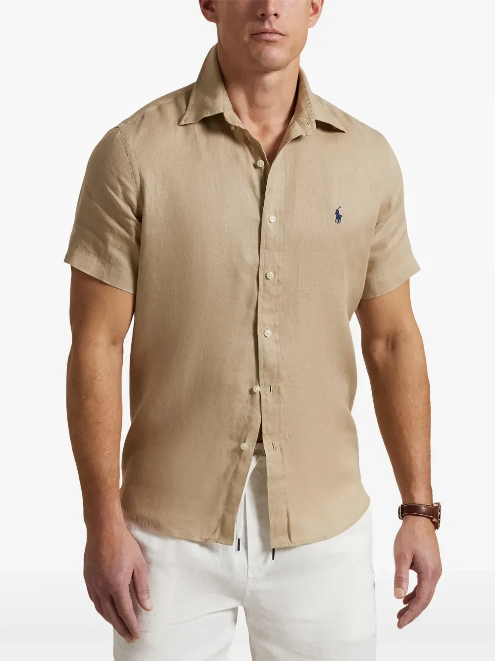 Льняная рубашка Polo Ralph Lauren, нейтральный — фото 3
