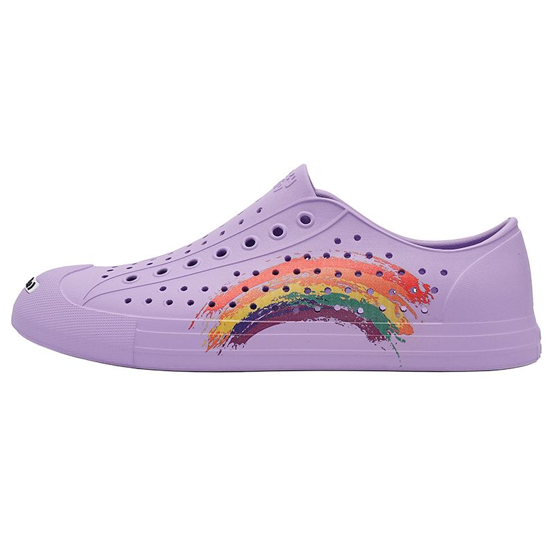 

CRAZY ATIV Клоги Rainbow унисекс радужные фиолетовые с открытым носком, цвет Rainbow, Purple, Open-Ended Smile