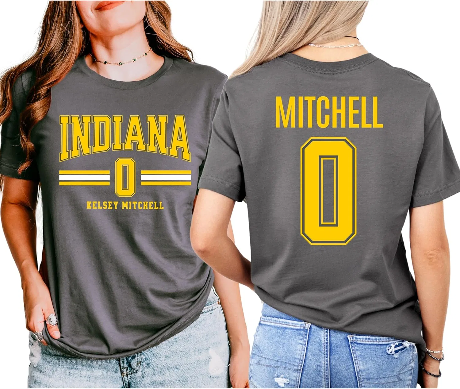 Футболка Kelsey Mitchell 0 Indiana Basketball | Ретро фан-джерси | Одежда Indy Pro Hoops | Унисекс Bella Canvas GENERIC, Asphalt