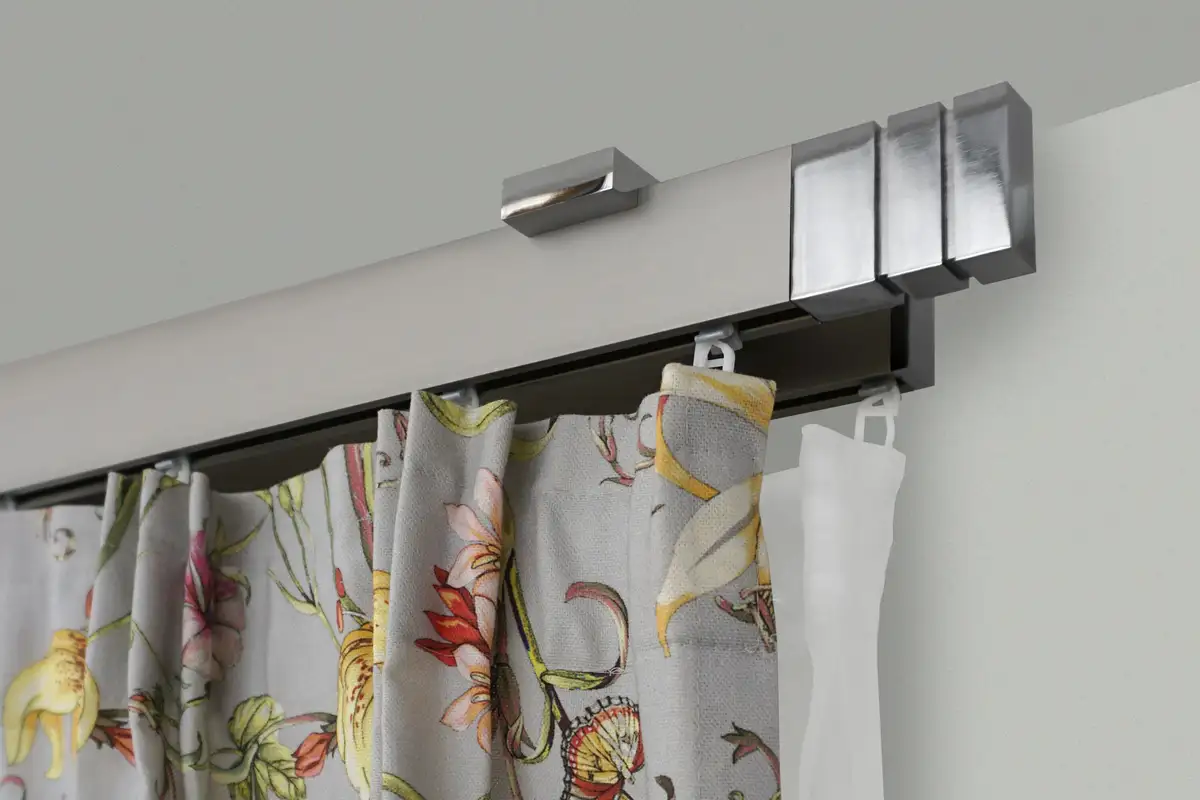 

Карниз для штор GARESA "FLAT", 2 направляющие, желаемая длина, прямоугольный профиль, потолочный монтаж, идеальный ход, современный, выдвижной 350 см, цвет vernickelt/chromfarben