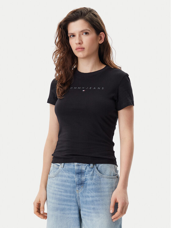 

Облегающая футболка Tonal Linear DW0DW20315 Tommy Jeans, черный