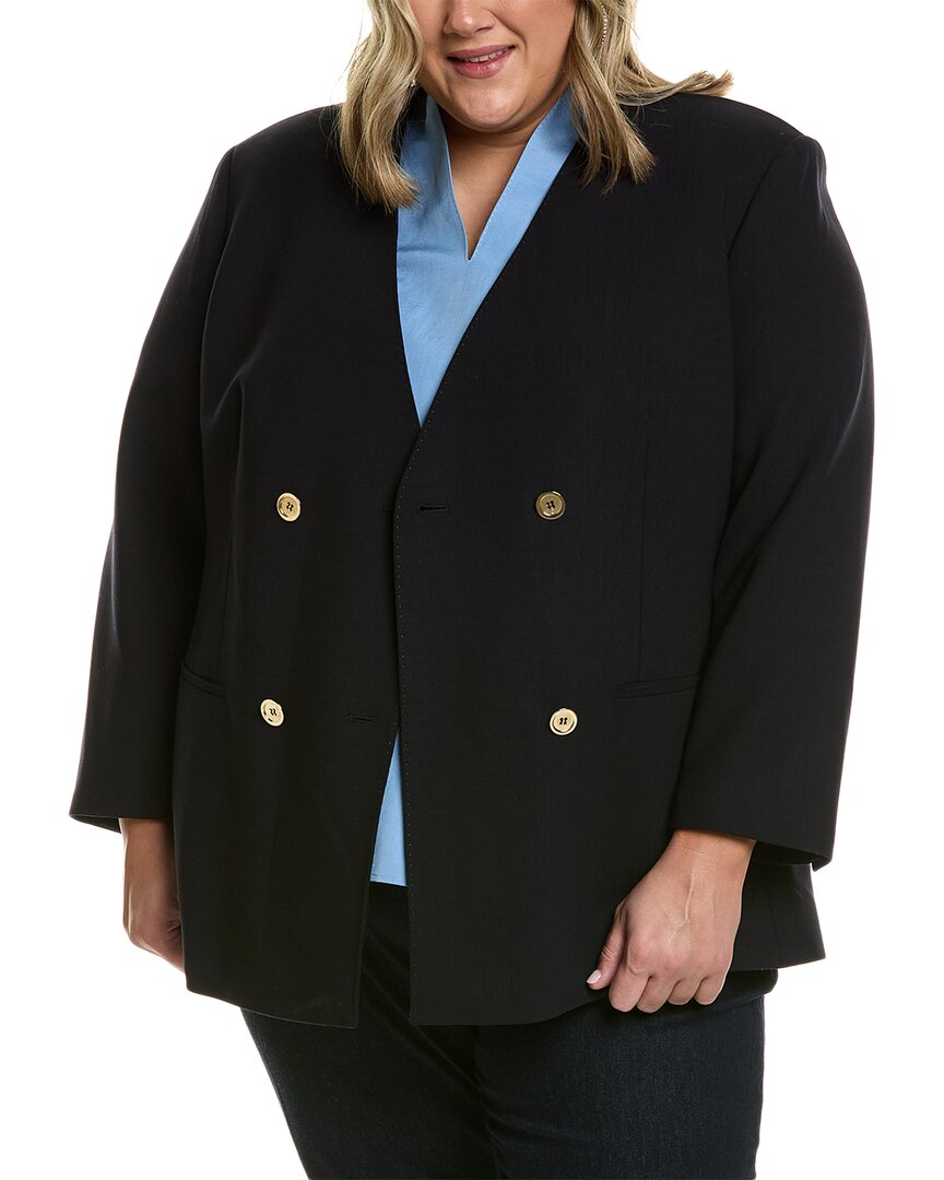 

Lafayette 148 New York Plus Бесподкладочный двубортный шерстяной блейзер, синий