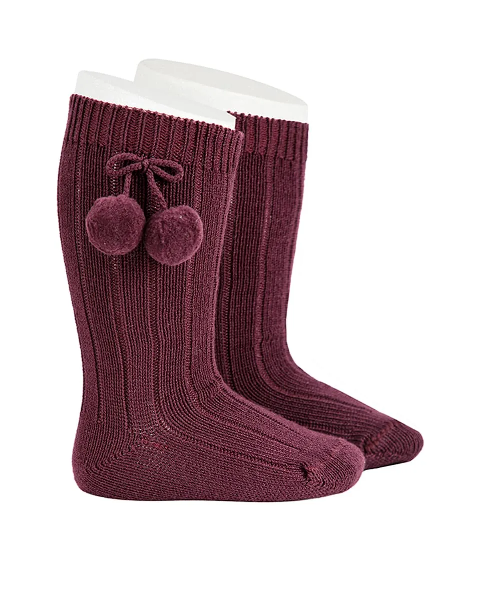 

Высокие носки с помпонами Condor, красный