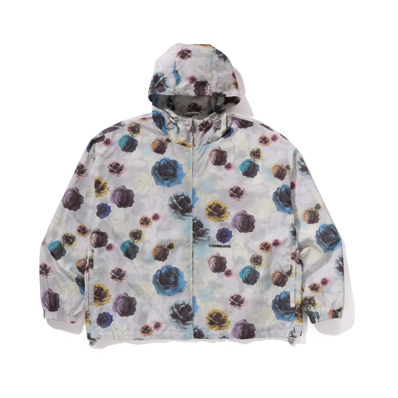 A BATHING APE Камуфляжная капюшонная куртка из нейлона с цветочным принтом, Black BKX — фото 3
