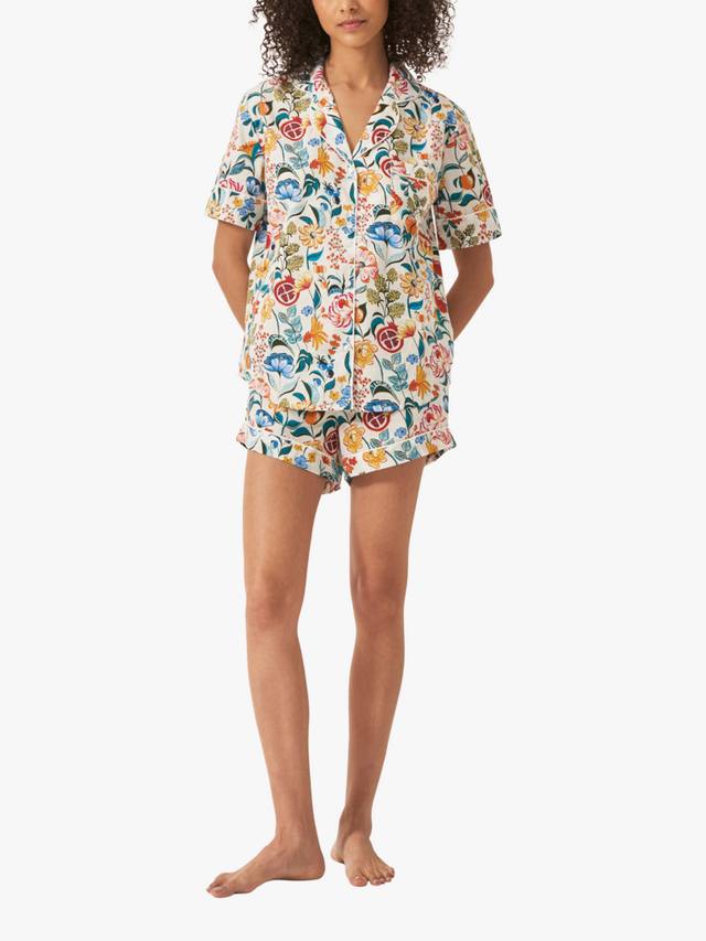

Комплект пижамы с короткими рукавами и шортами из органического хлопка с цветочным принтом myza, Multi/White