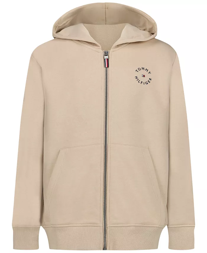 

Флисовая толстовка с капюшоном и молнией Big Boys Soft Essentials Tommy Hilfiger, коричневый/бежевый