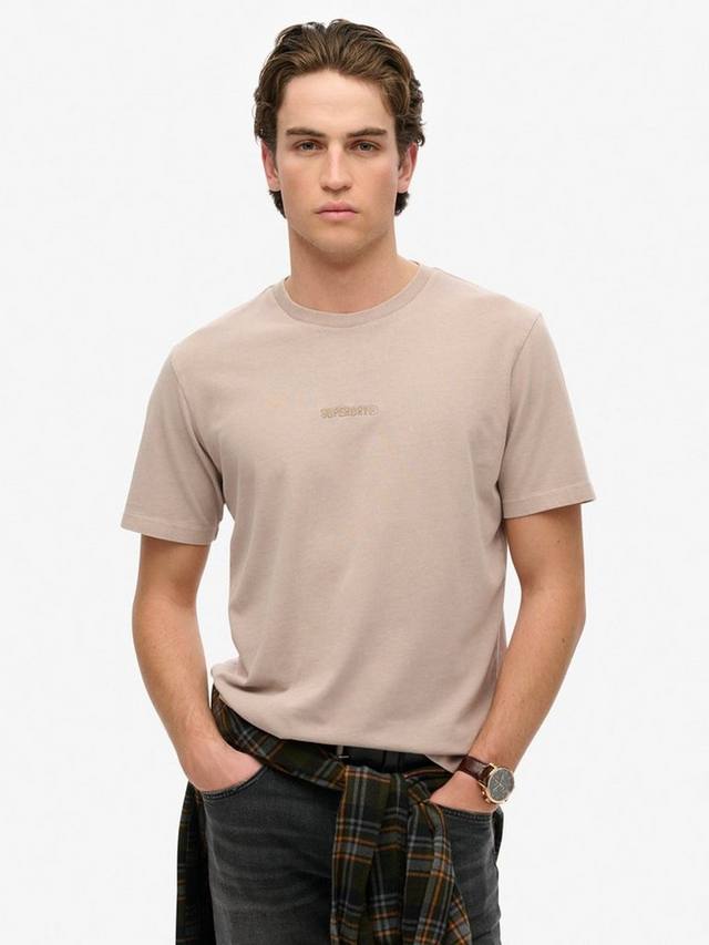 

Футболка с микро-логотипом Superdry, цвет Deep Beige Slub