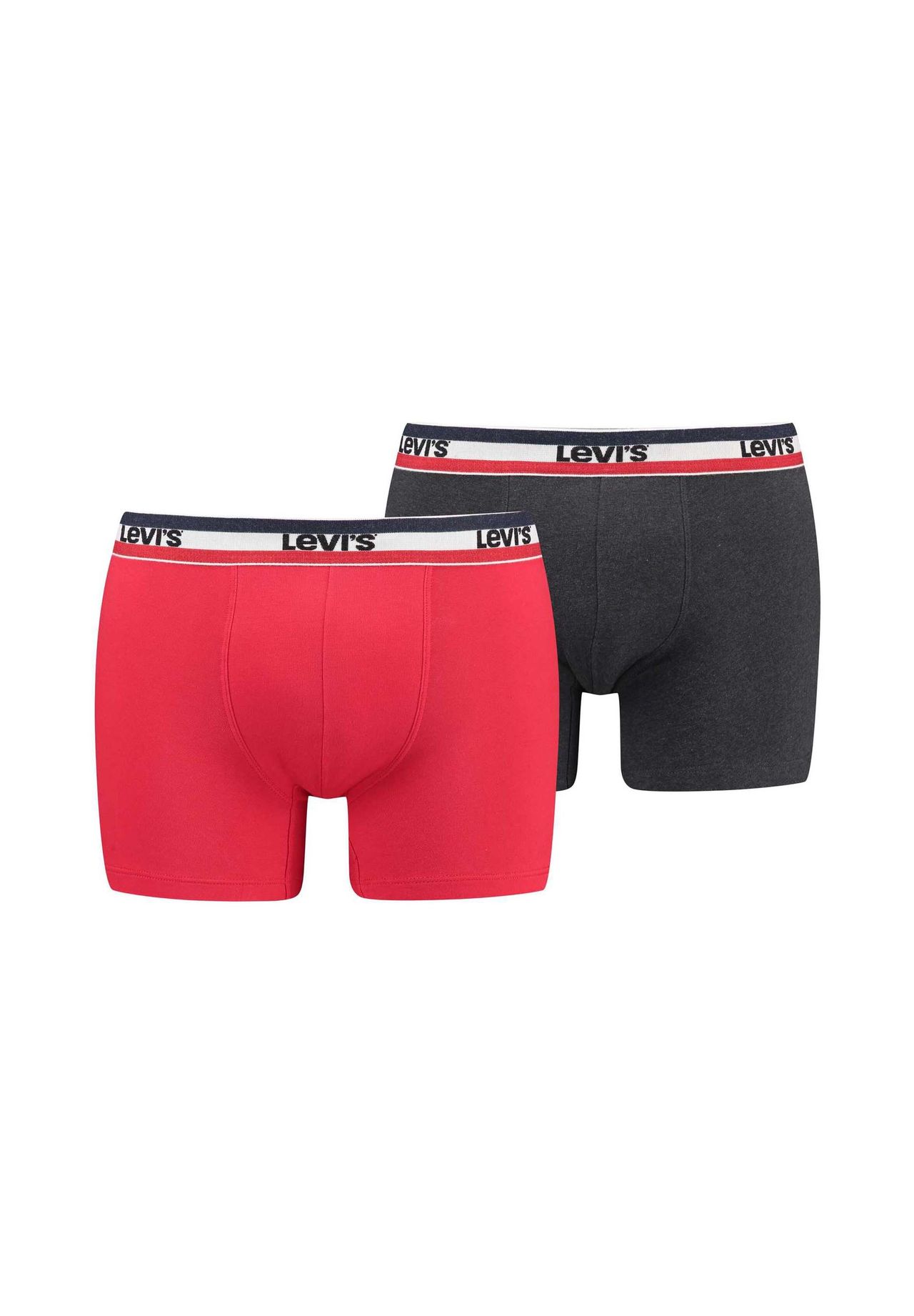 Мужские боксеры, 4 шт в упаковке - Sportswear Boxer Brief Organic, пояс с логотипом Levi's, цвет Rot/dunkelgrau — фото 3