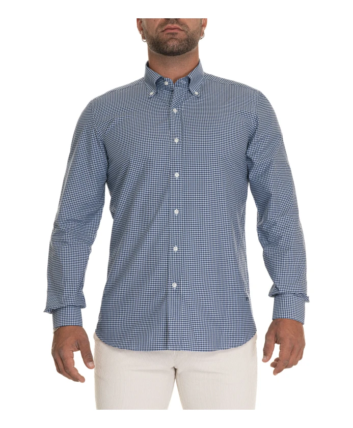 

Рубашка в клетку на пуговицах Fay, синий