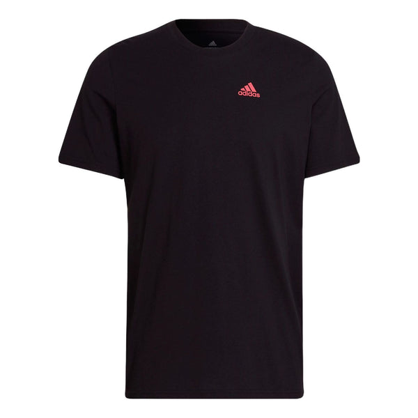 

Футболка solid color logo round neck short sleeve black Adidas, мультиколор