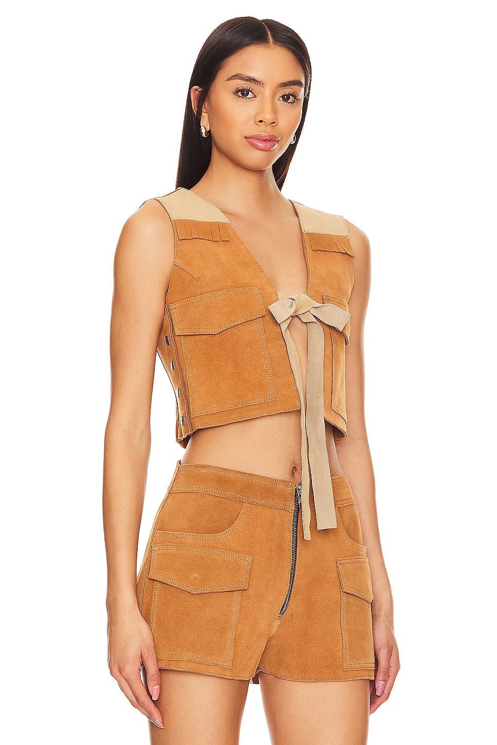

Жилет из сахарной замши Understated Leather, коричневый