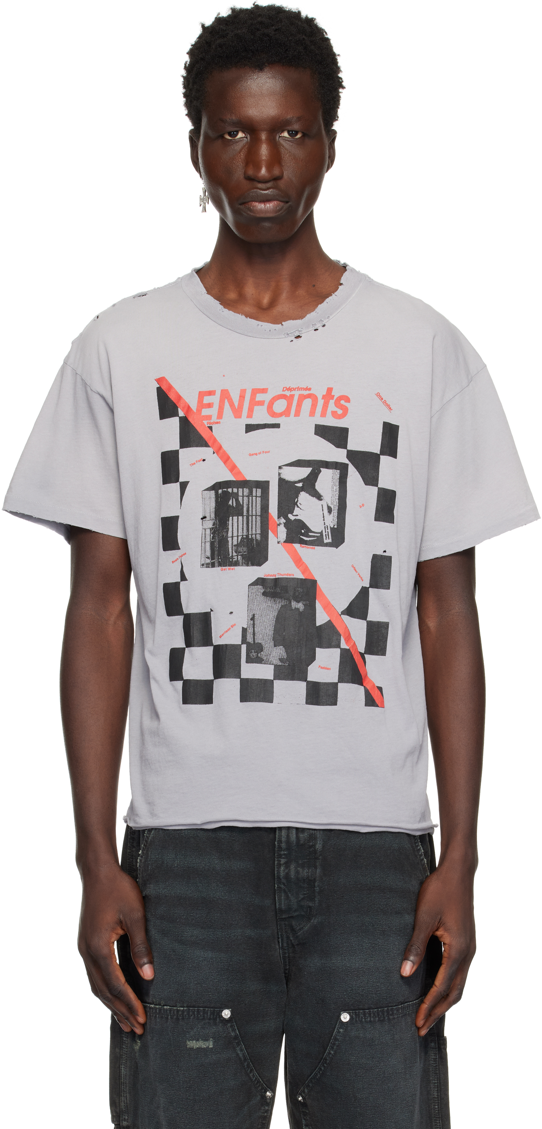 

Серая клетчатая футболка Fan Zine Enfants Riches Deprimes