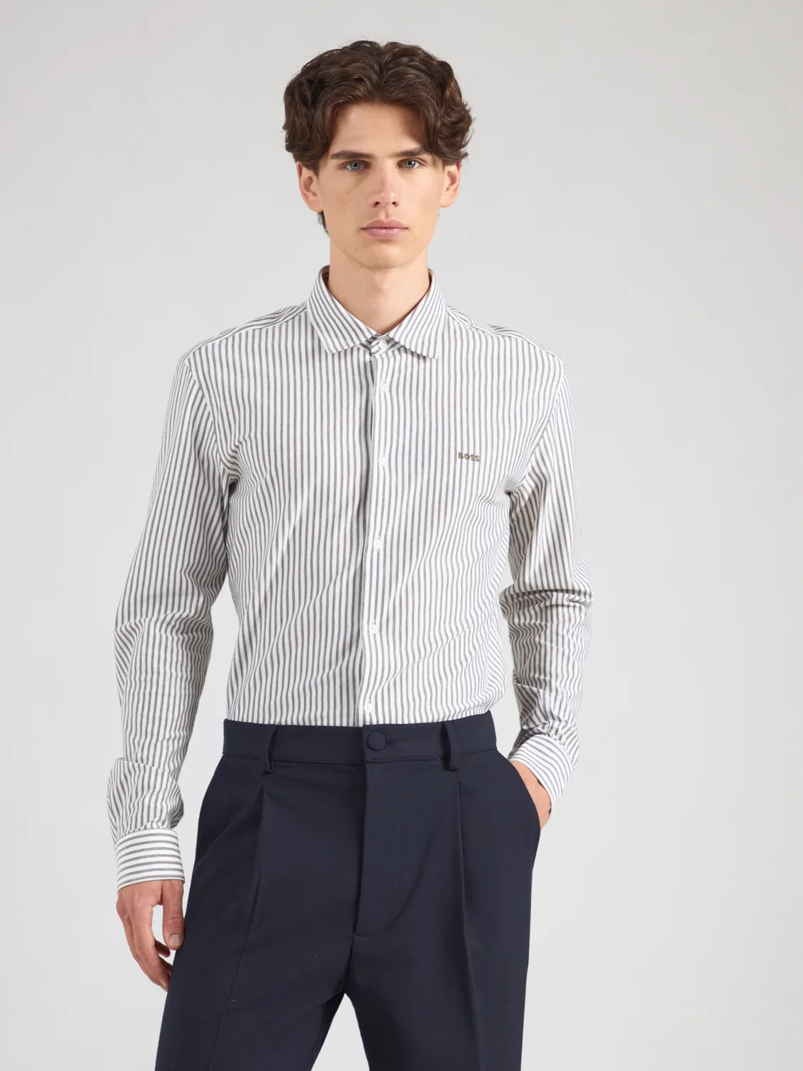 Рубашка Boss Regular fit Button Up Shirt Mysoft_2 цвета хаки — фото 3