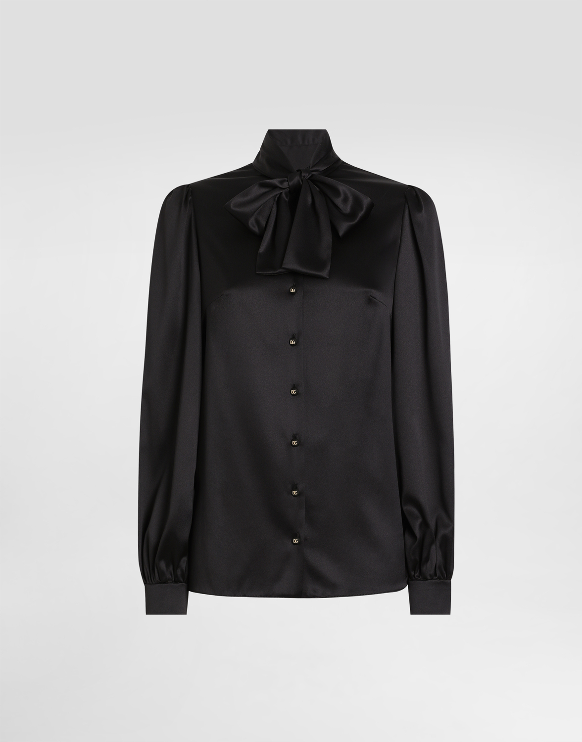

Атласная рубашка с бантом на воротнике Dolce & Gabbana, черный